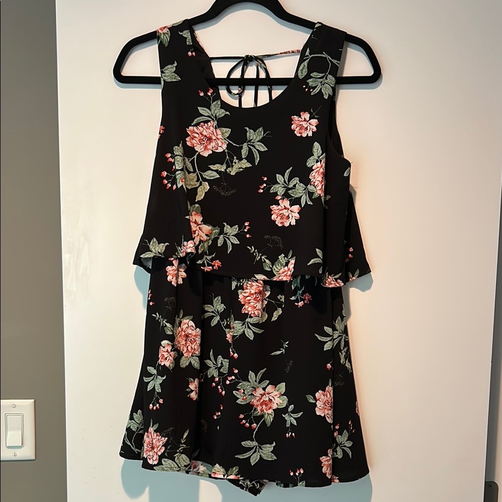 Truly Me Black Floral Jumpsuit